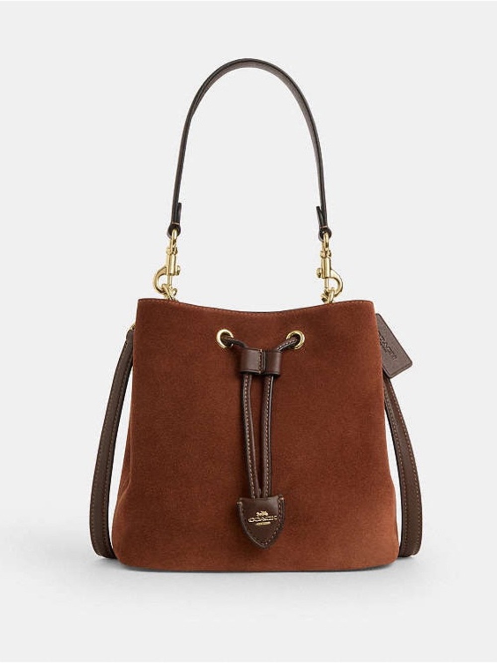 Coach Rowan Brown Suede Leather Bucket Bag NWOT